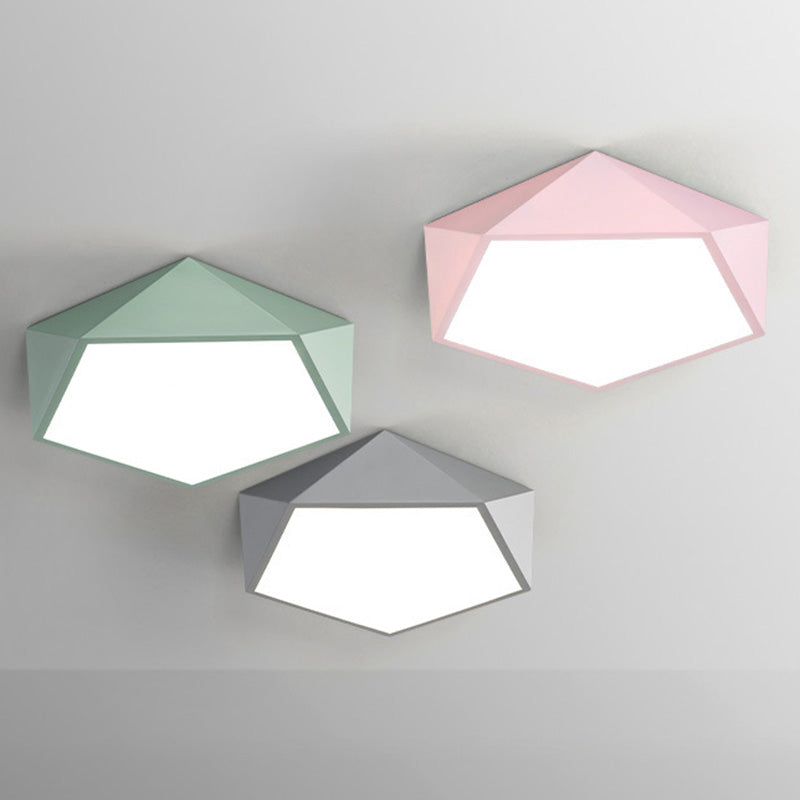 Plafonnier encastré pentagone nordique en métal LED pour chambre à coucher