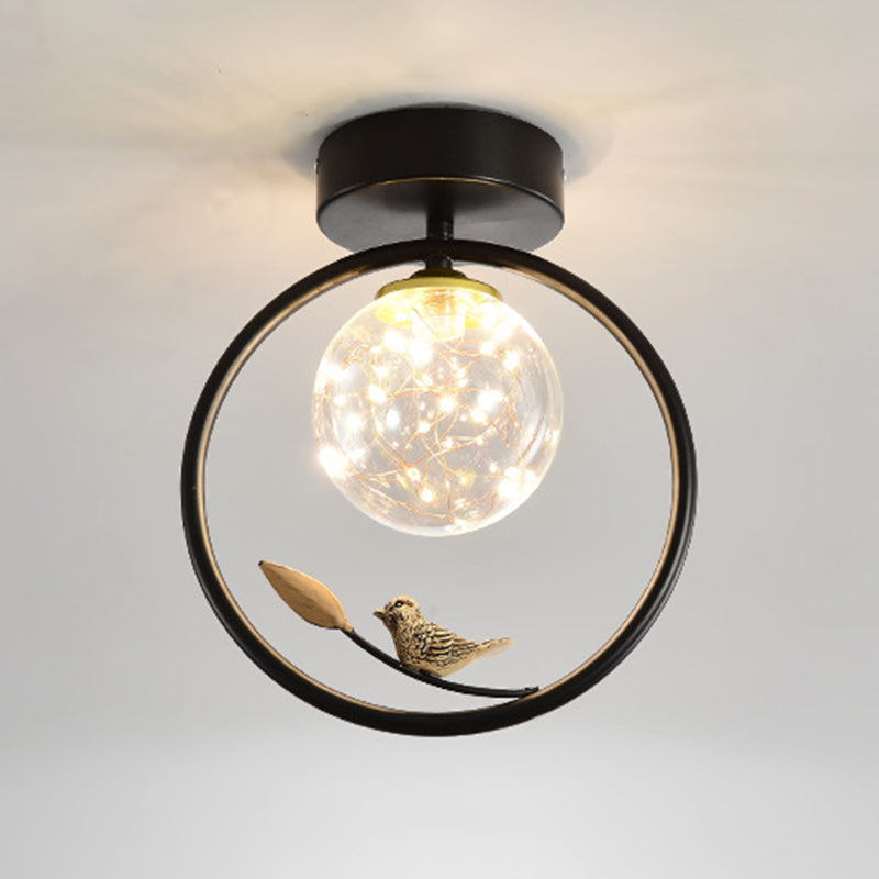 Modern Spherical Flush Ceiling Light Transparent Glass Hallway LED Flush Light