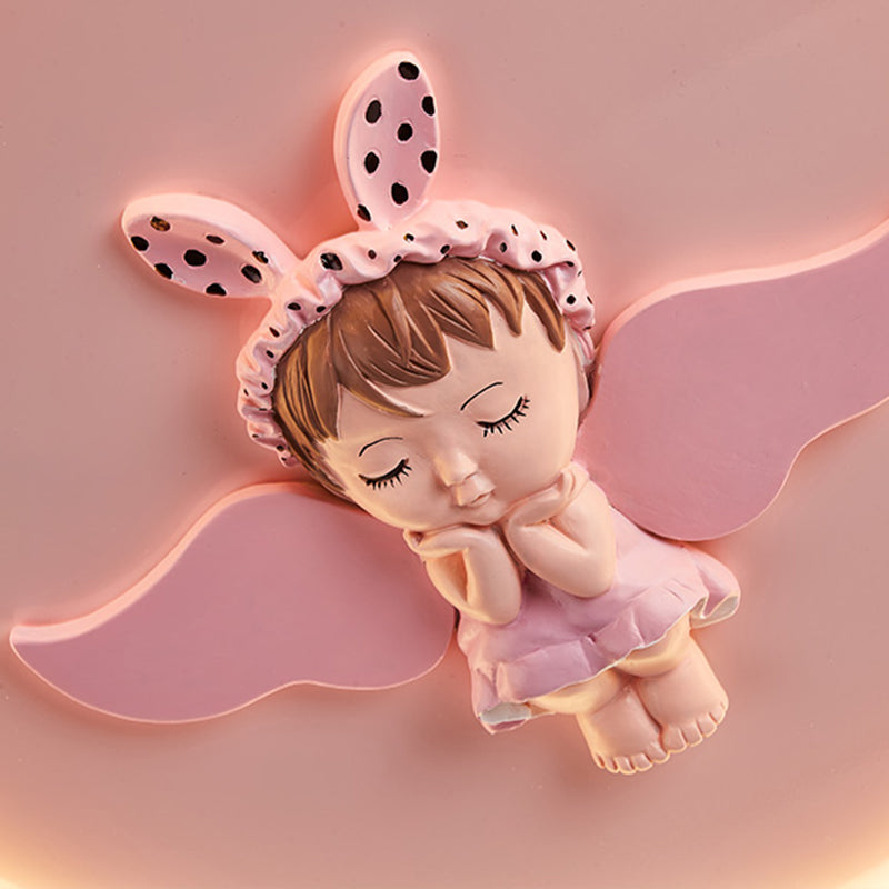Children's Room Flush Mount Ceiling Light Modern Cartoon Cute Girl Bedroom Princess Room Net Red Angel Pink Round Lamps