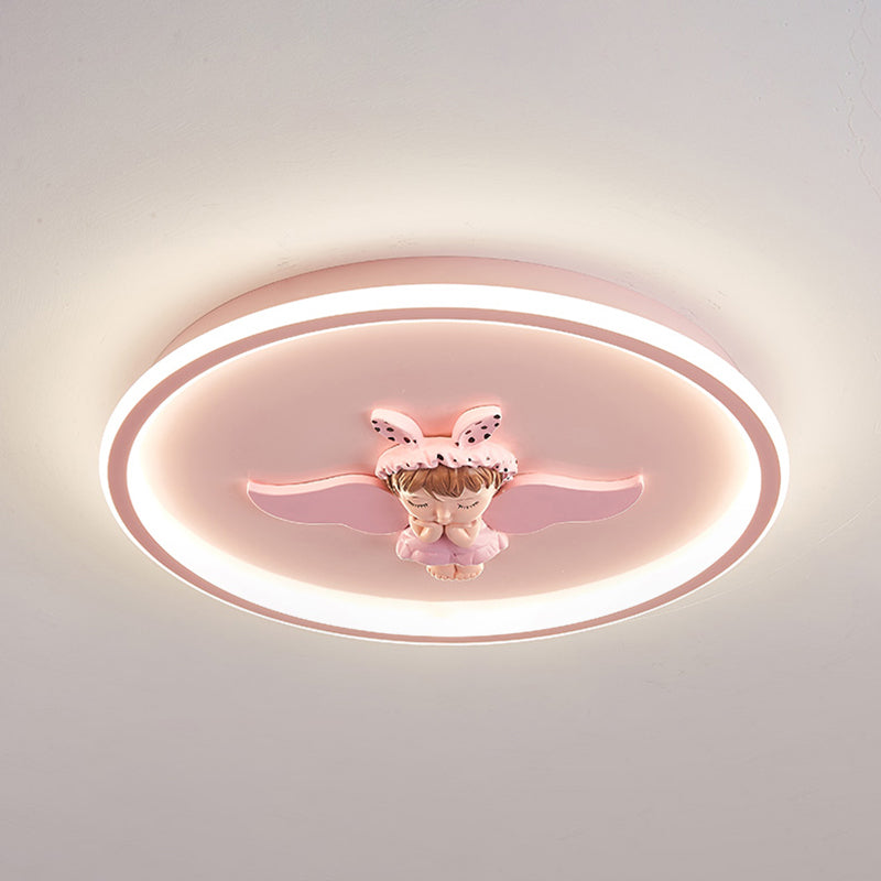 Children's Room Flush Mount Ceiling Light Modern Cartoon Cute Girl Bedroom Princess Room Net Red Angel Pink Round Lamps