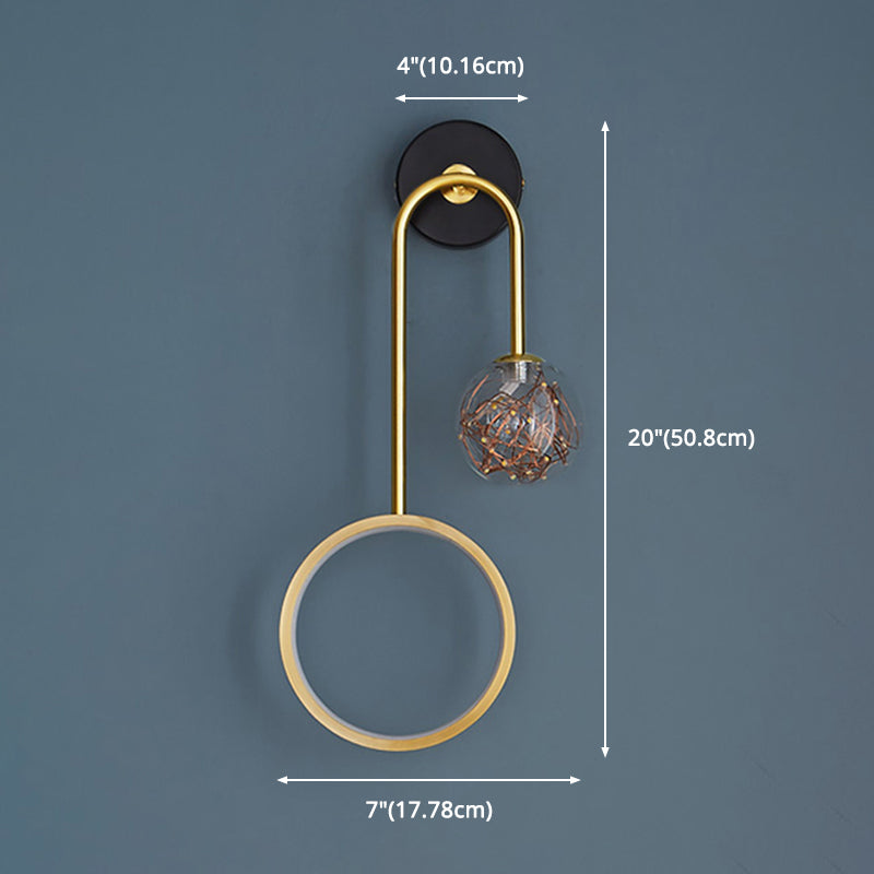 Metal Ultra-thin Wall Light Glass Globe Shade LED Wall Hanging Lamp with Metal Backplate