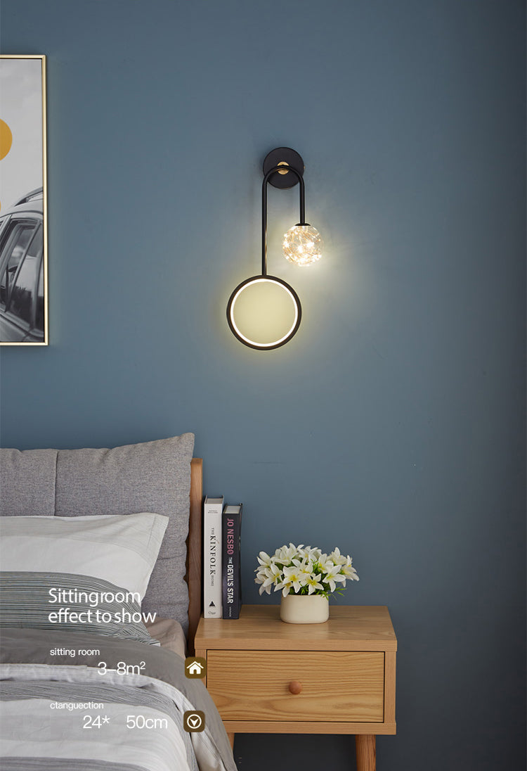 Metallo lampada appesa a parete in vetro a parete a parete in metallo a parete a parete con piastra backplate metallica