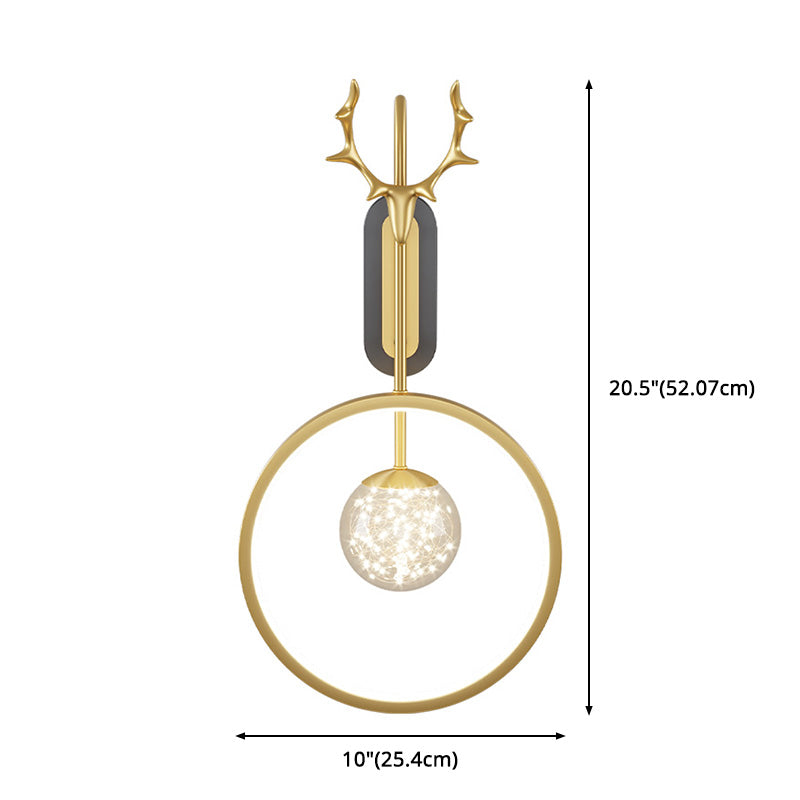 Modern Minimalist Style Circular Wall Mounted Light fixture Glass Wall Light Sconces with Antlers