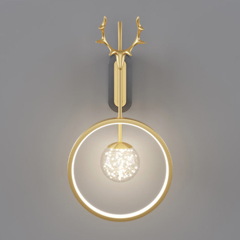 Modern Minimalist Style Circular Wall Mounted Light fixture Glass Wall Light Sconces with Antlers