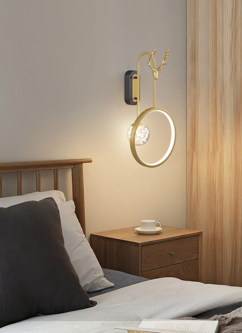 Modern Minimalist Style Circular Wall Mounted Light fixture Glass Wall Light Sconces with Antlers