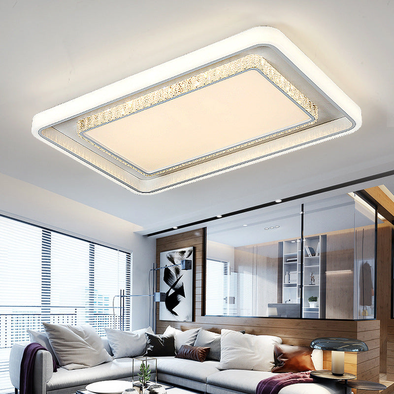 White 2-Tier Flush Light Nordic LED Crystal Ceiling Flush Mount for Living Room