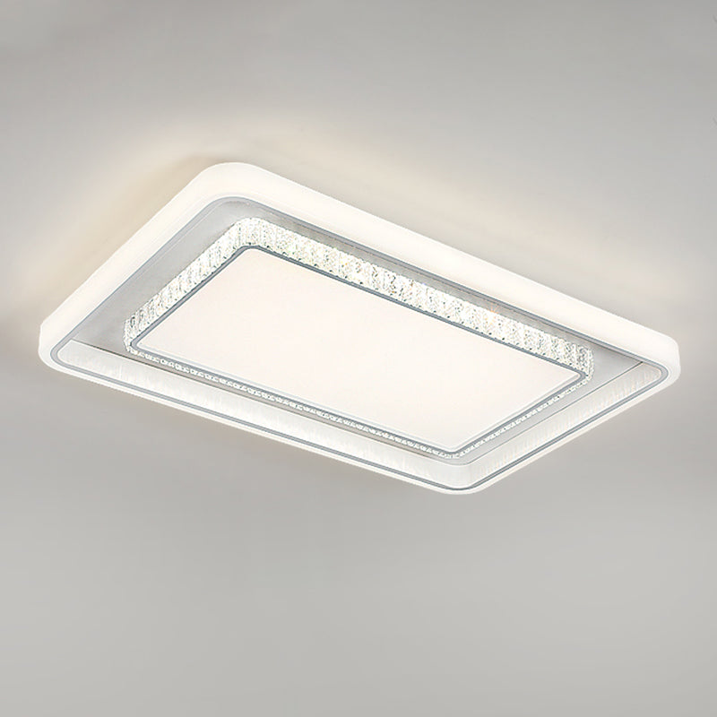 White 2-Tier Flush Light Nordic LED Crystal Ceiling Flush Mount for Living Room