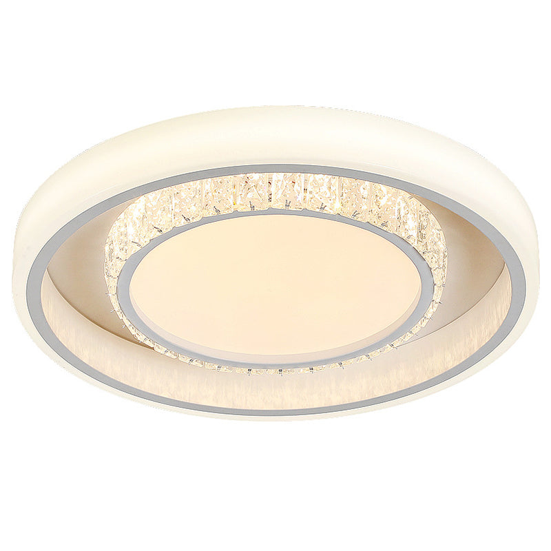 White 2-Tier Flush Light Nordic LED Crystal Ceiling Flush Mount for Living Room