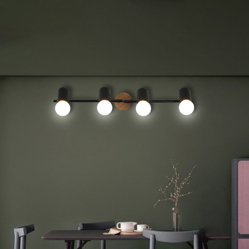Surface Mounted Track Lights Retro Style Wood Adjustable Angle Home Bedroom Living Room Multi-lamp Ceiling Light