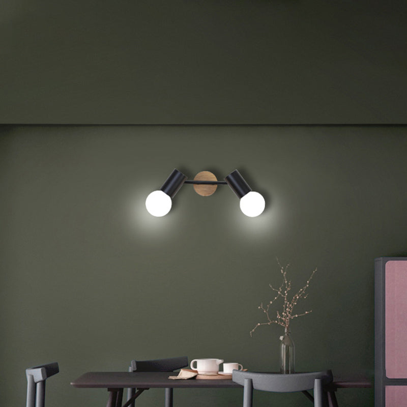 Surface Mounted Track Lights Retro Style Wood Adjustable Angle Home Bedroom Living Room Multi-lamp Ceiling Light