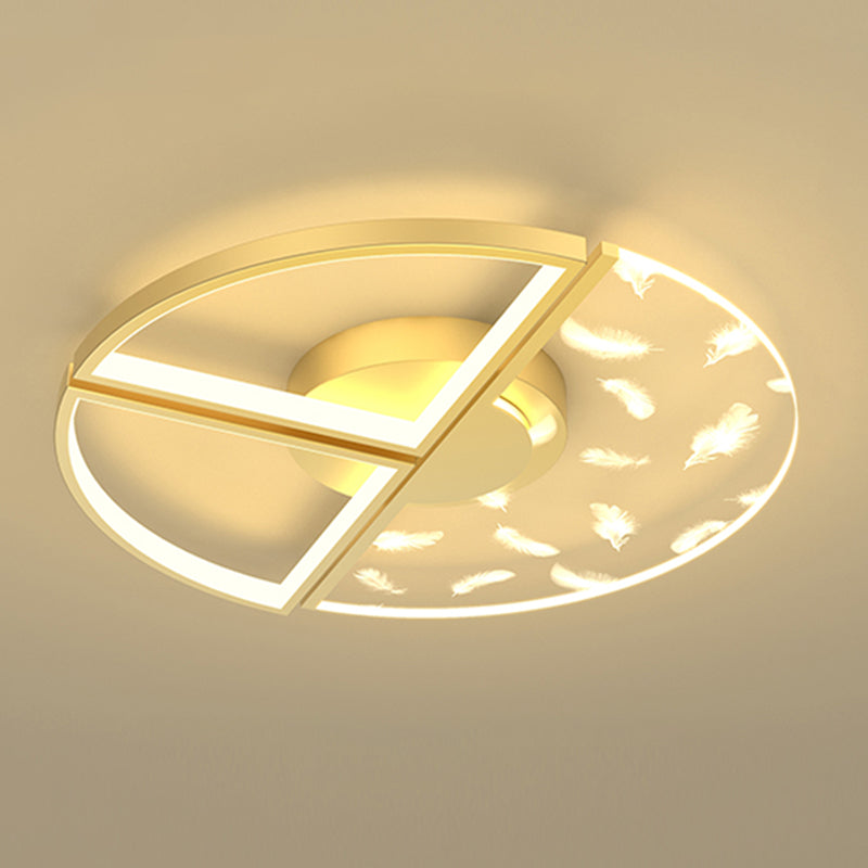 Stagger Geometric Feather LED Ceiling Fixture in Modern Creative Style Wrought Iron Indoor Ceiling Light in Gold