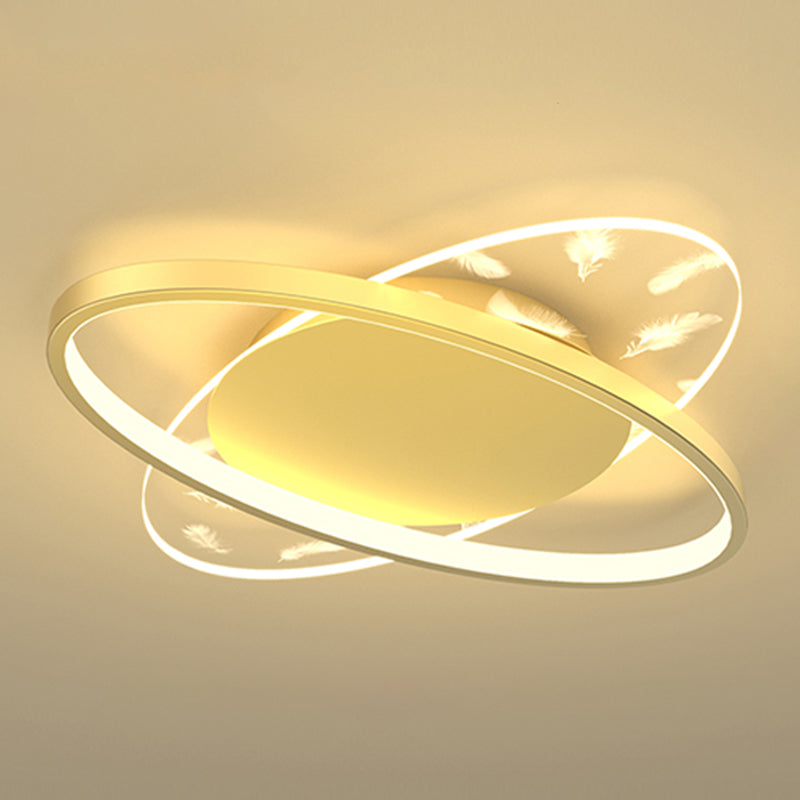 Stagger Geometric Feather LED Ceiling Fixture in Modern Creative Style Wrought Iron Indoor Ceiling Light in Gold