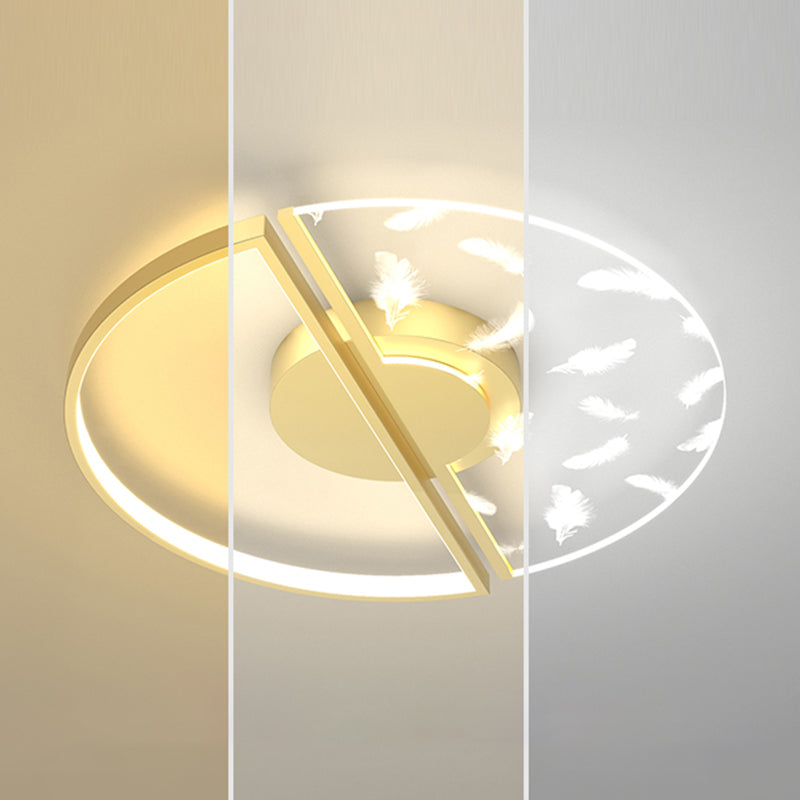 Stagger Geometric Feather LED Ceiling Fixture in Modern Creative Style Wrought Iron Indoor Ceiling Light in Gold