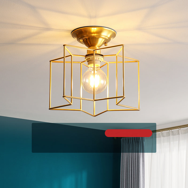 Industrial Star Ceiling Flush Mount Metal Semi Flush Mount Ceiling Fixture for Living Room and Bedroom