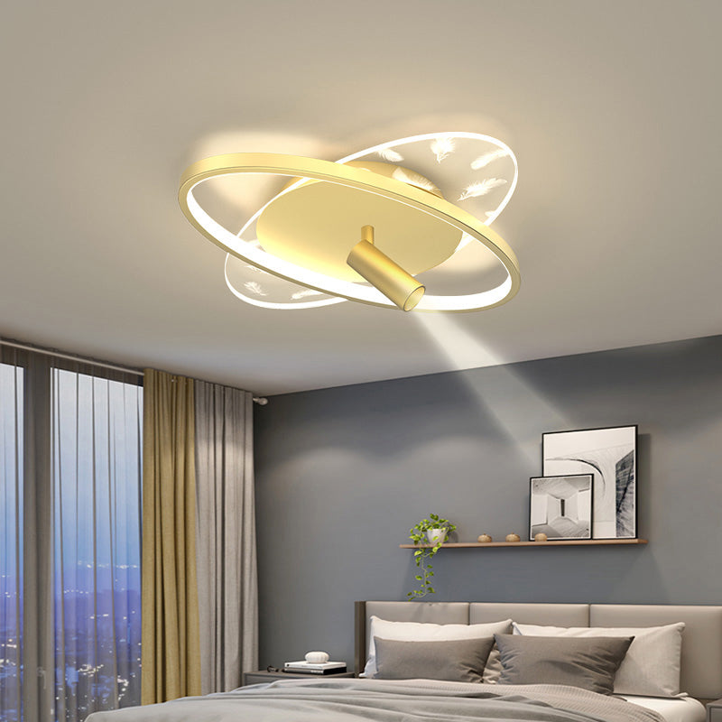 Moderne modische Feder -LED -Decken Deckenleuchte schmiedeeisen Innenhalterung mit Acrylschatten
