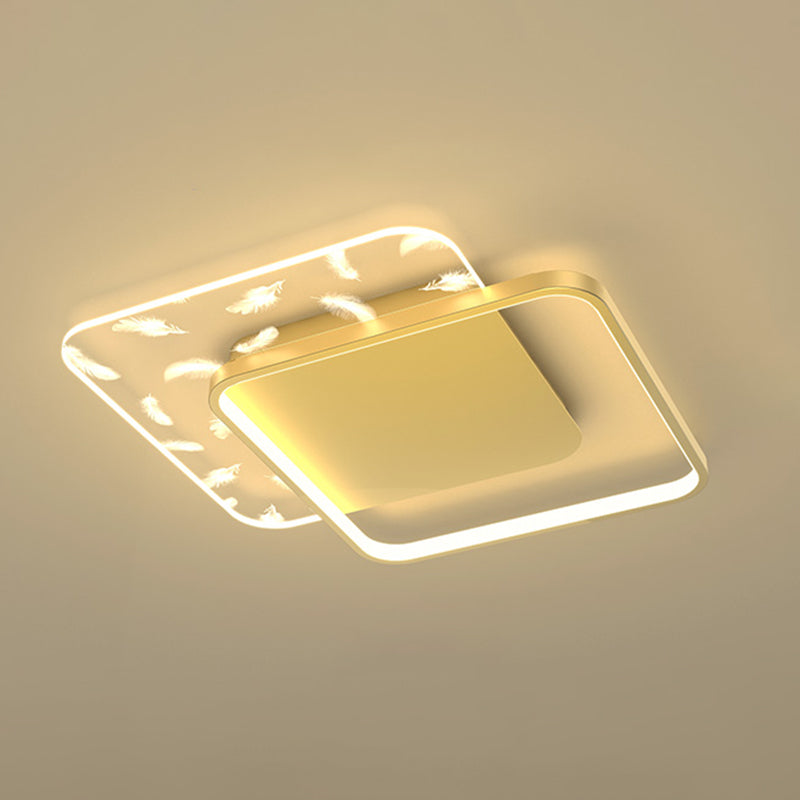 Moderne modische Feder -LED -Decken Deckenleuchte schmiedeeisen Innenhalterung mit Acrylschatten