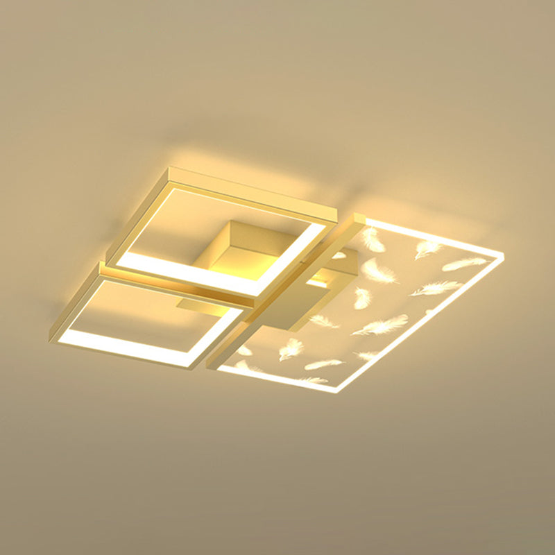 Moderne modische Feder -LED -Decken Deckenleuchte schmiedeeisen Innenhalterung mit Acrylschatten