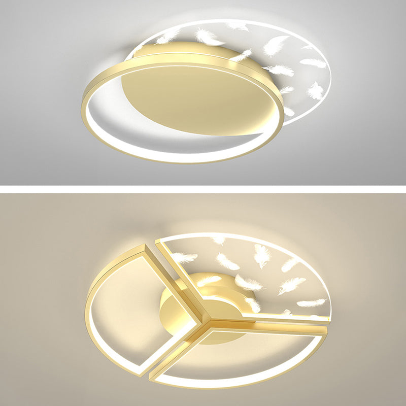 Moderne modische Feder -LED -Decken Deckenleuchte schmiedeeisen Innenhalterung mit Acrylschatten