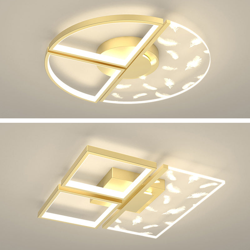 Moderne modische Feder -LED -Decken Deckenleuchte schmiedeeisen Innenhalterung mit Acrylschatten