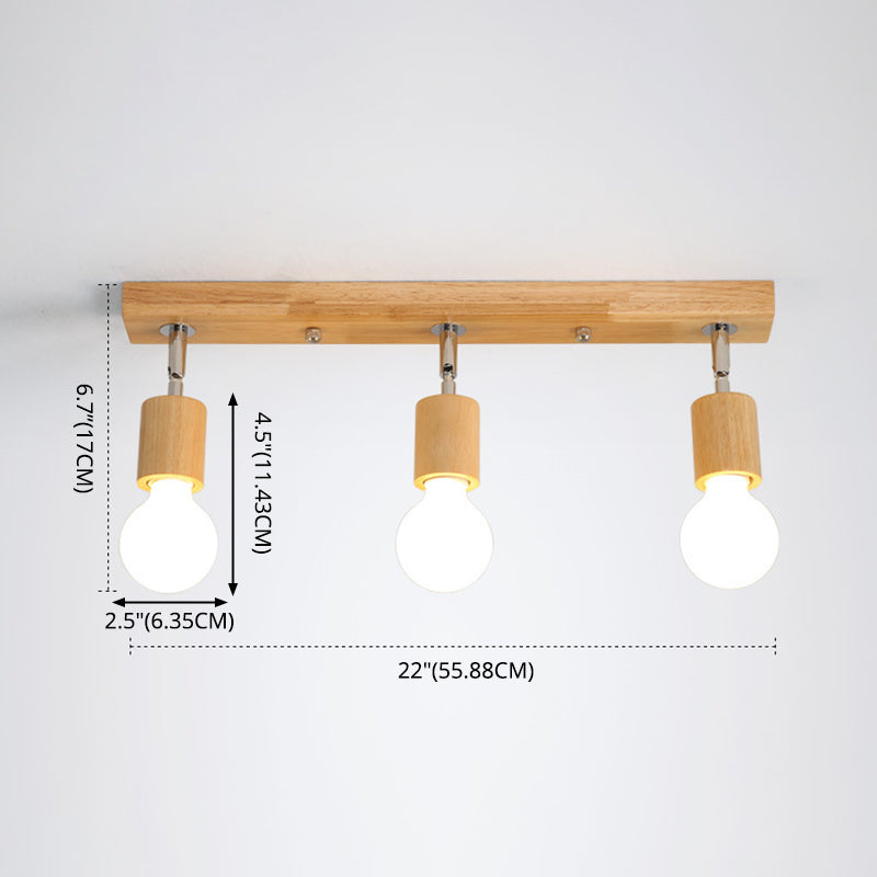 Éclairage sur rail nordique de style japonais, projecteur réglable en bois monté en surface, pour la maison, le salon, l'allée murale et le magasin commercial
