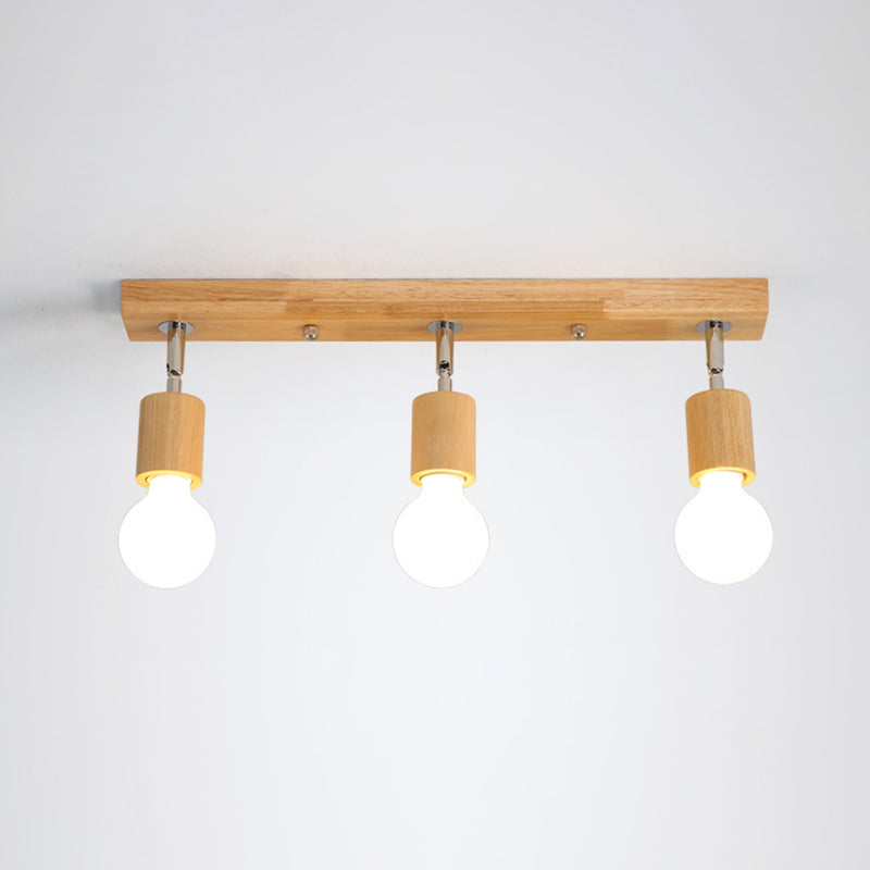 Éclairage sur rail nordique de style japonais, projecteur réglable en bois monté en surface, pour la maison, le salon, l'allée murale et le magasin commercial