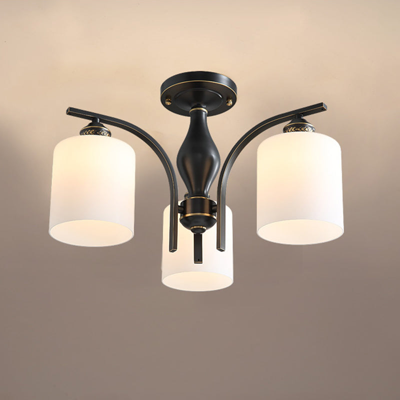Semi Mount Lighting Minimalist Glass Cylindrical Semi Flush Mount Ceiling Fixture