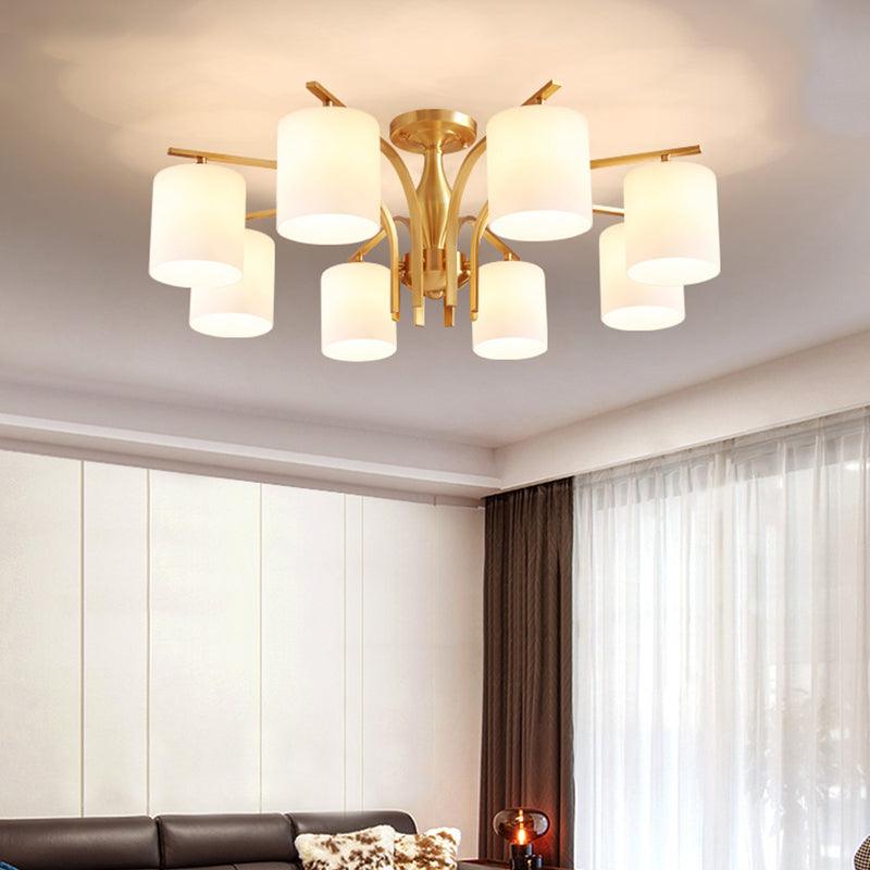 Semi Mount Lighting Minimalist Glass Cylindrical Semi Flush Mount Ceiling Fixture