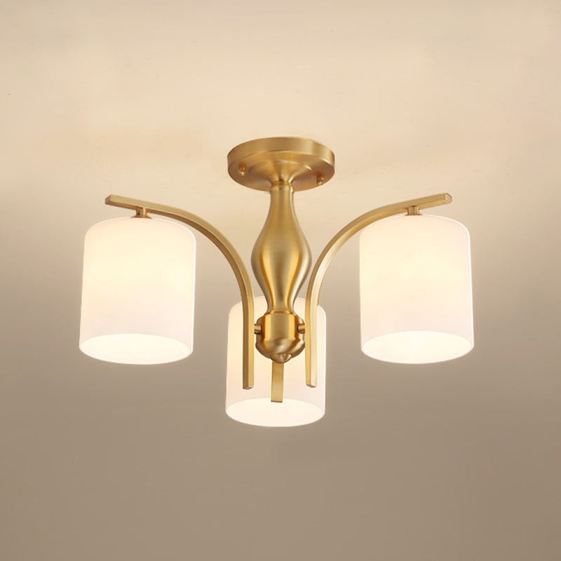 Semi Mount Lighting Minimalist Glass Cylindrical Semi Flush Mount Ceiling Fixture