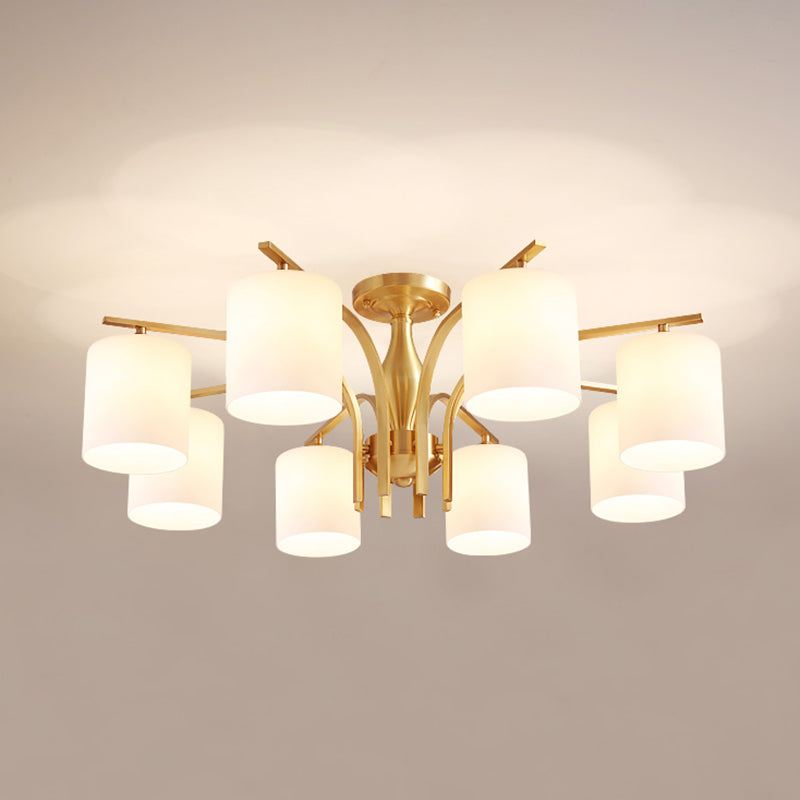 Semi Mount Lighting Minimalist Glass Cylindrical Semi Flush Mount Ceiling Fixture
