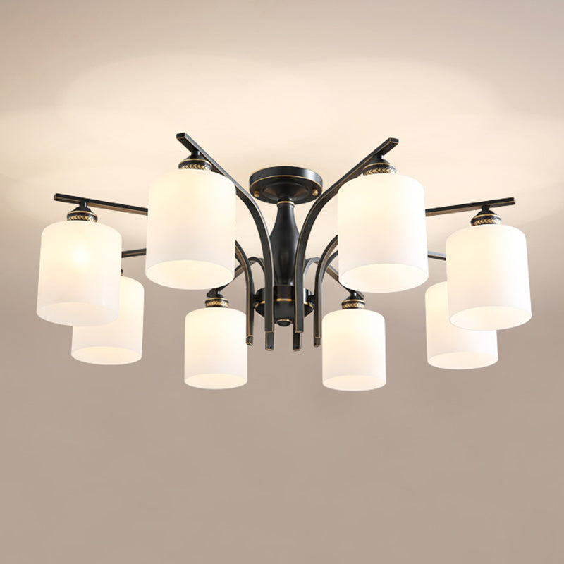 Semi Mount Lighting Minimalist Glass Cylindrical Semi Flush Mount Ceiling Fixture