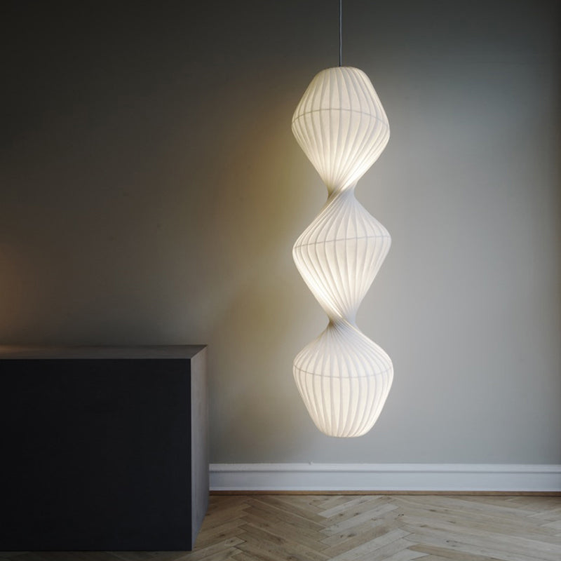 Contemporary Simplicity Designer Pendant Lamp 15.7" Wide Twisted Shaped Silkworm Hanging Light in White