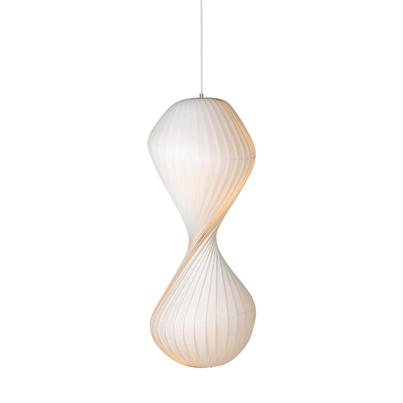 Contemporary Simplicity Designer Pendant Lamp 15.7" Wide Twisted Shaped Silkworm Hanging Light in White