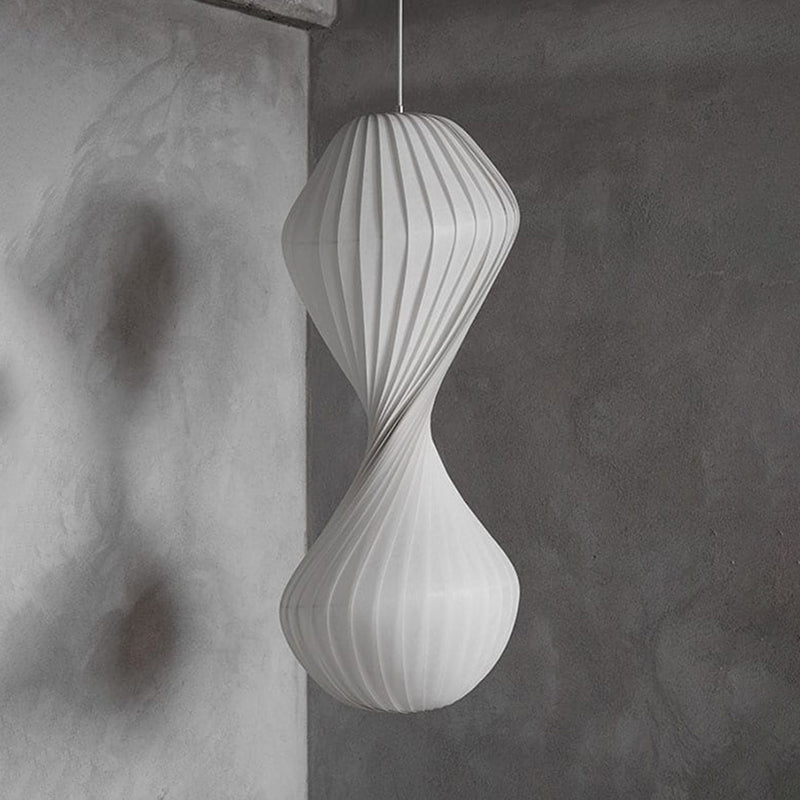 Contemporary Simplicity Designer Pendant Lamp 15.7" Wide Twisted Shaped Silkworm Hanging Light in White