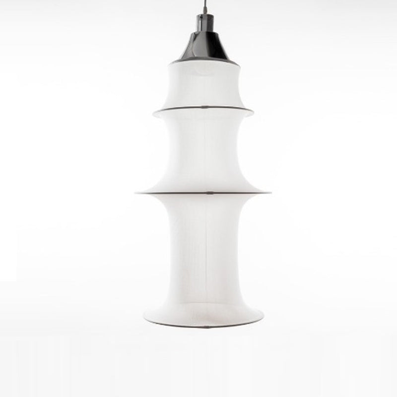 Multi-sections Silk Fabric Pendant Light Modern Style White 1-Light Suspension Lighting Fixture for Living Room