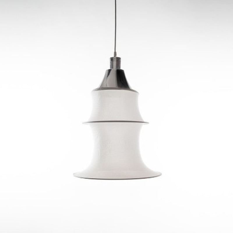 Multi-sections Silk Fabric Pendant Light Modern Style White 1-Light Suspension Lighting Fixture for Living Room