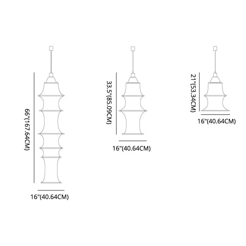 Multi-sections Silk Fabric Pendant Light Modern Style White 1-Light Suspension Lighting Fixture for Living Room