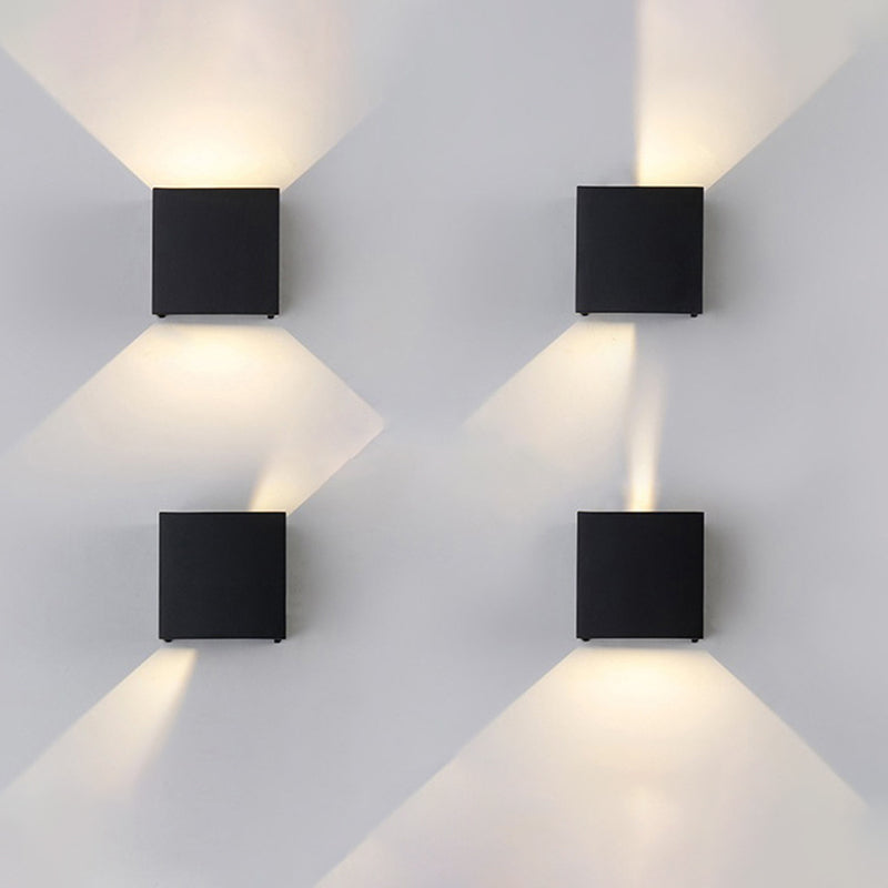 Moderne minimalistische stijl vierkante wand gemonteerd verlichtingsbeveiliging metalen 2 lichten wandlampen