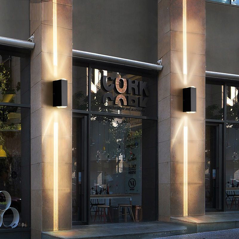 Black Rectangular Metal LED Wall Lamp Double-headed Warm Light Wall Sconce for Villa Corridor