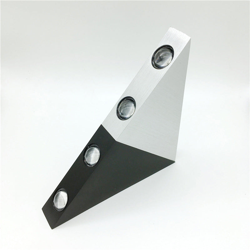 Lámpara de pared LED de aluminio triangular de aluminio de 9 "de ancho accesorio de iluminación decorativa interior en negro + blanco