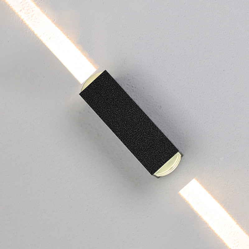 7.5" H Outdoor Waterproof LED Wall Sconce 2-Lights Modern Style Aluminum Alloy Courtyard Corridor Wall Light in Frosted Black