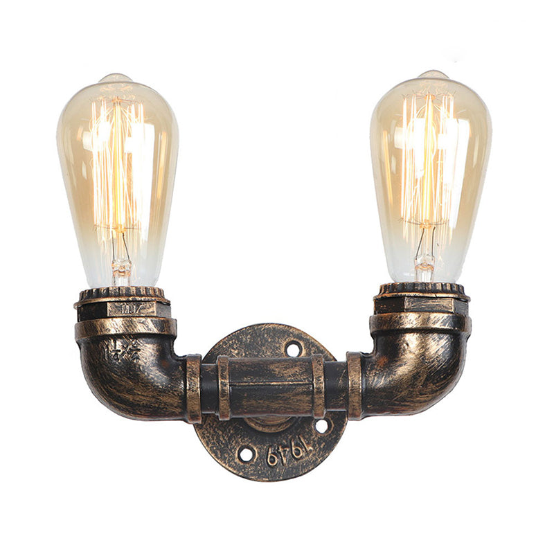 Old Brass Creative Water Pipe Wall Sconce Retro Industrial Style Mini Wall Lamp for Restaurants Bar
