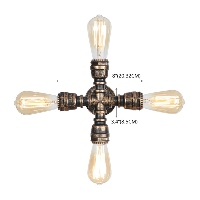Old Brass Creative Water Pipe Wall Sconce Retro Industrial Style Mini Wall Lamp for Restaurants Bar