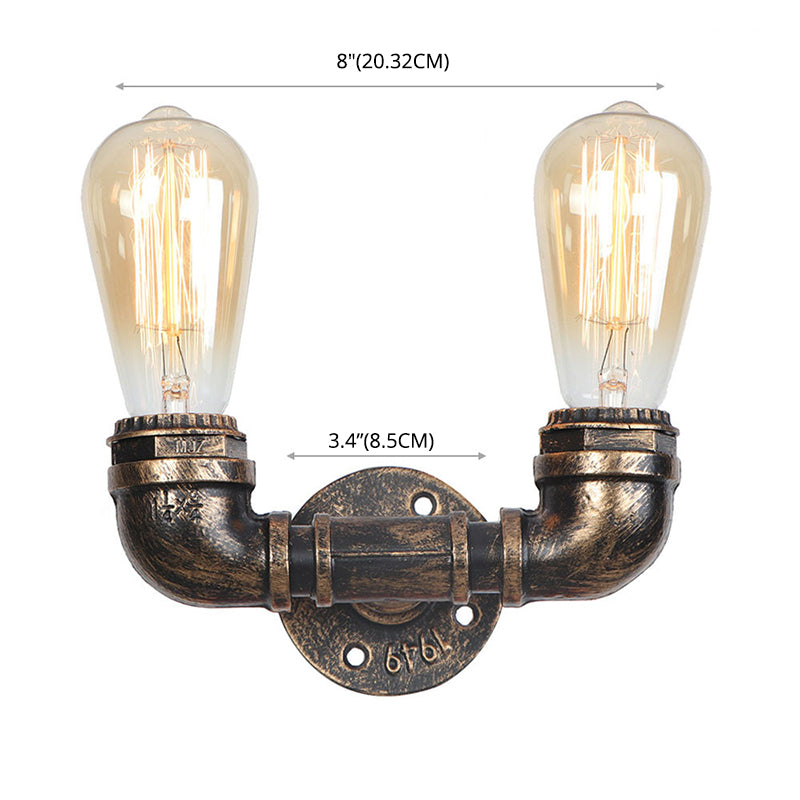 Old Brass Creative Water Pipe Wall Sconce Retro Industrial Style Mini Wall Lamp for Restaurants Bar