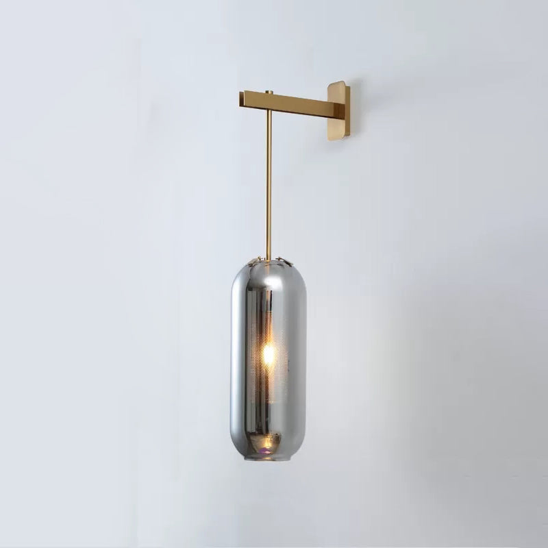 Applique murale de crayon en laiton moderne avec application de lampe de pendaison de mur en verre cylindrique