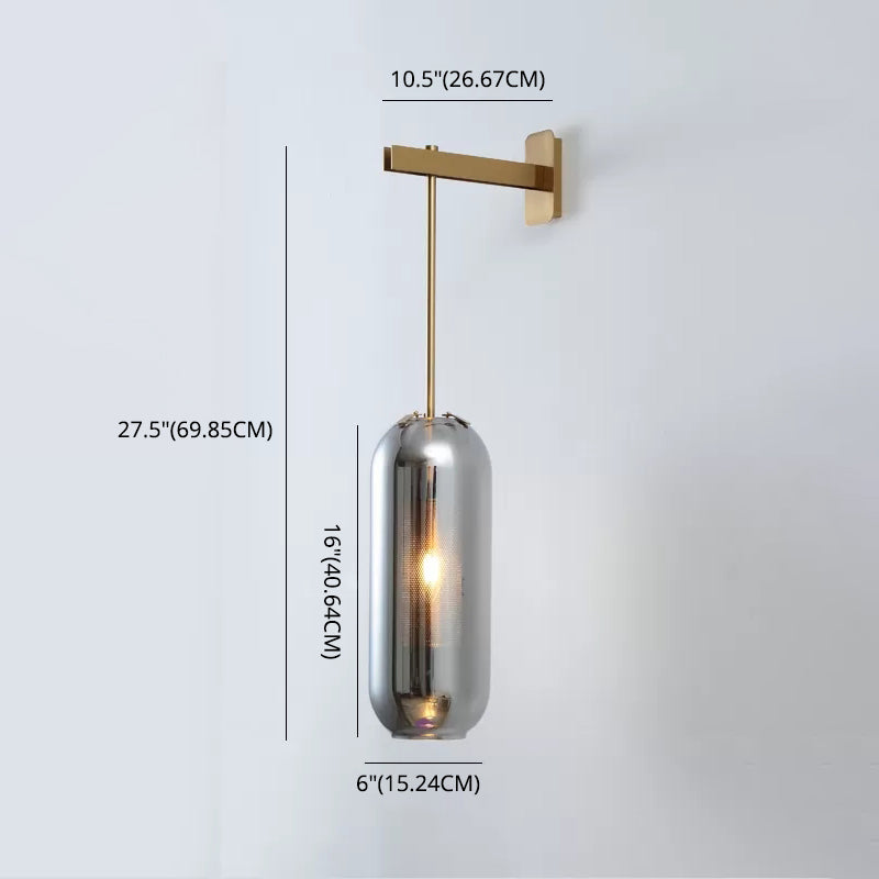 Applique murale de crayon en laiton moderne avec application de lampe de pendaison de mur en verre cylindrique