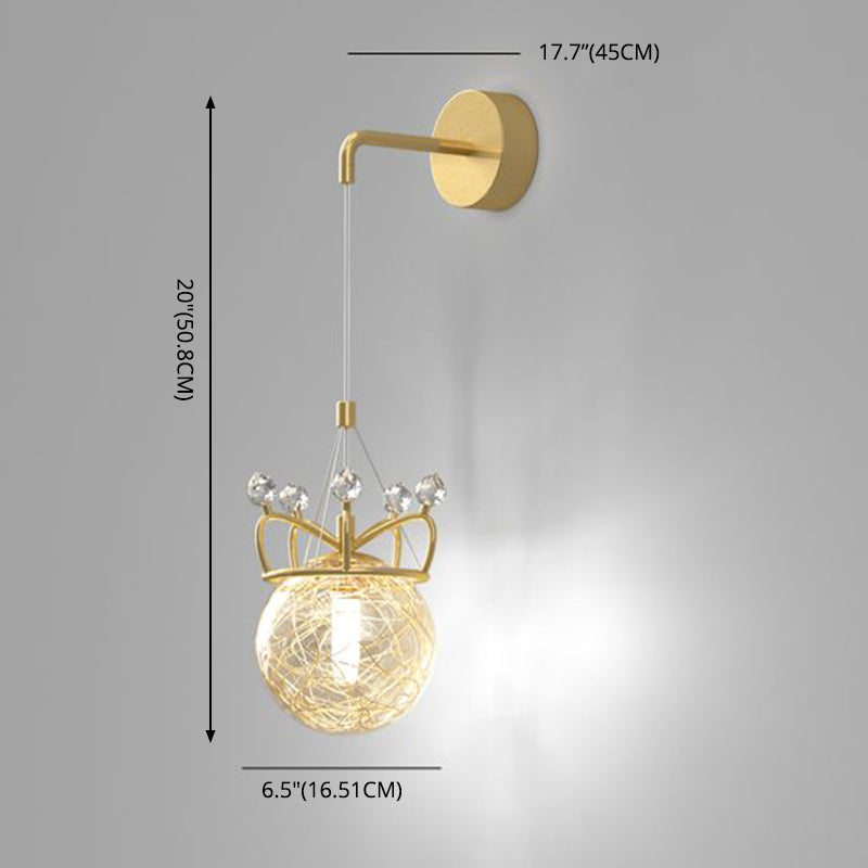 Decorative 1 Light Wall Lamp Globe Glass Hanging Wall Lamp in Brass Finish for Bedroom