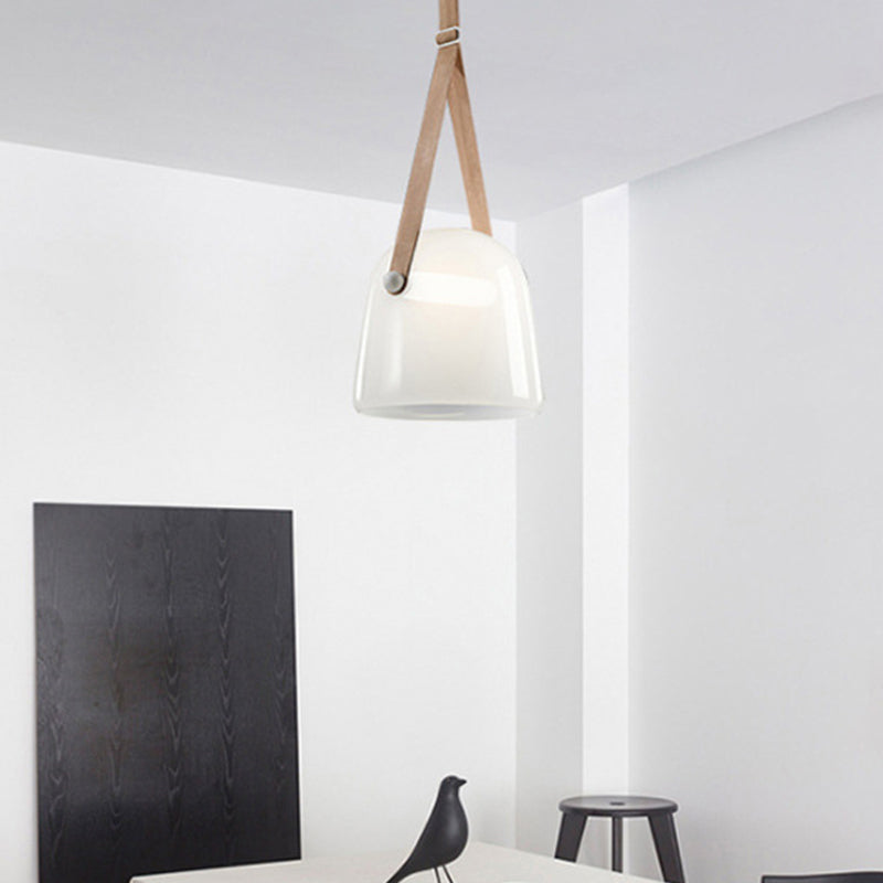 Nordic Bell Ceiling Pendant Light White/Smoke Gray Glass 1 Light Living Room Hanging Light Kit