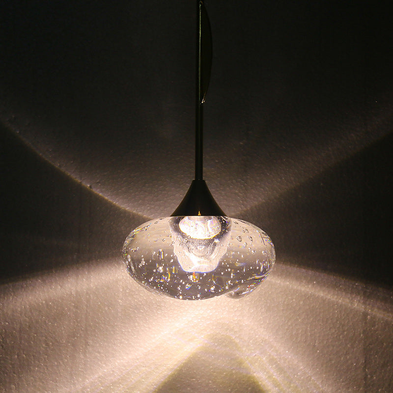 Vidrst sembrada Costilla ovalada Luz contemporánea 1 Luz de techo colgante de latón ligero