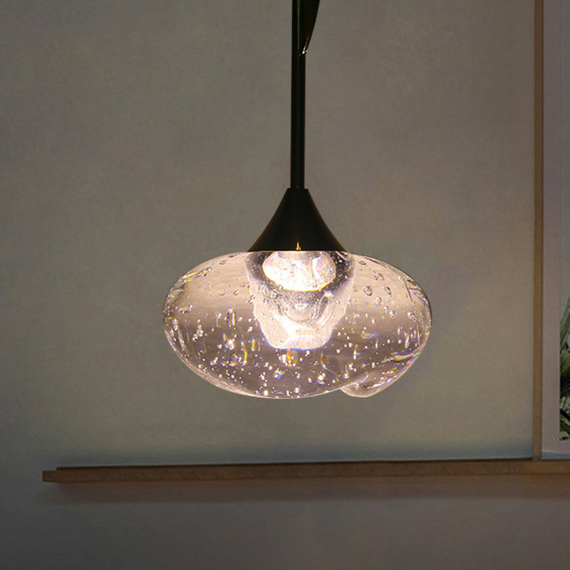 Vidrst sembrada Costilla ovalada Luz contemporánea 1 Luz de techo colgante de latón ligero