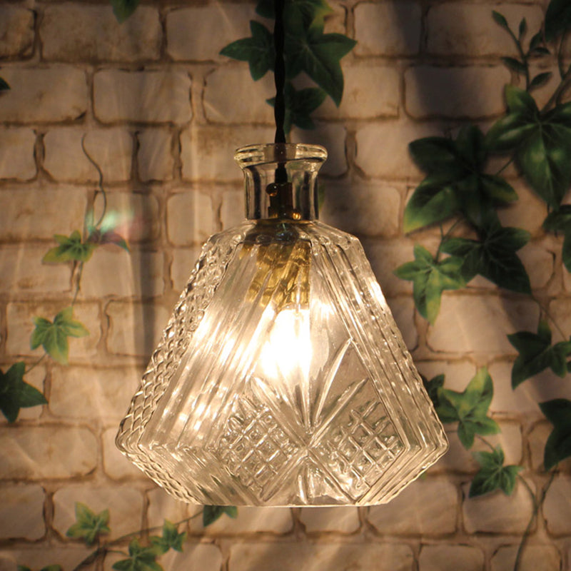 Clear Prism Glass Diamond Hanging Lamp Minimalist 1 Light Dining Room Pendant Light Fixture